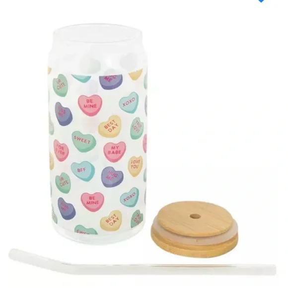 Conversation Glass Cup with Straw - Picture 3 of 4